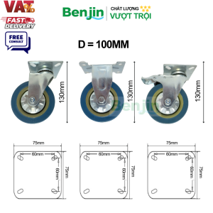 bánh xe đẩy tải trung nhẹ màu xanh