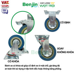 Các loại bánh xe đẩy tải trung nhẹ màu xanh