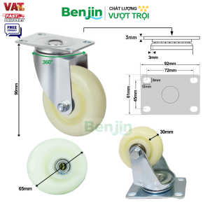 Thông số kỹ thuật bánh xe đẩy chịu lực màu trắng