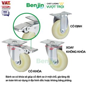 Các loại bánh xe đẩy chịu lực màu trắng