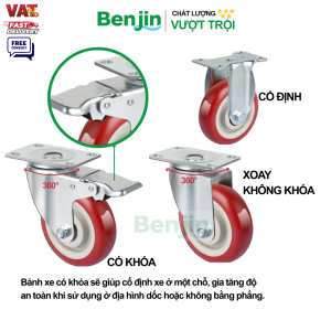 Các kiểu bánh xe đẩy chịu lực PP màu đỏ