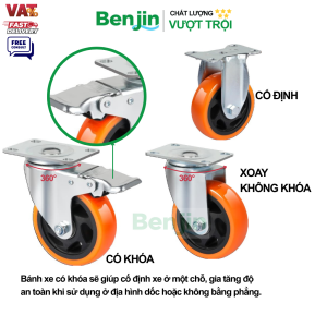 Các kiểu bánh xe đẩy chịu lực PP màu cam