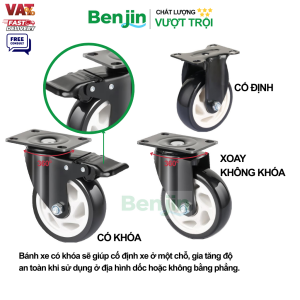 Các loại Bánh xe đẩy PP tải trung mạ điện màu đen