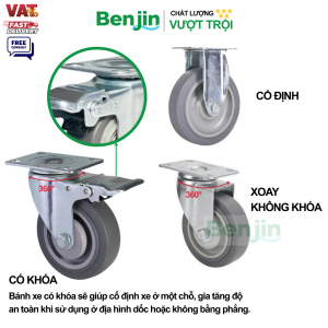 Bánh xe TPR tải trung màu xám