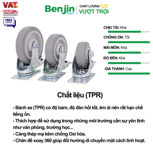 Bánh xe TPR tải trung màu xám
