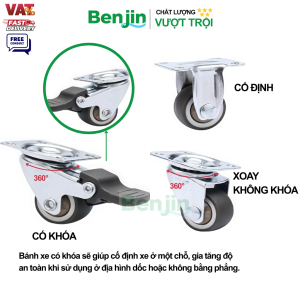 Bánh xe đẩy tải nhẹ TPR tải nhẹ màu xám