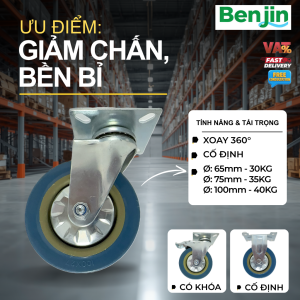 BÁNH XE ĐẨY CHỊU LỰC PP TẢI TRUNG NHẸ MÀU XANH