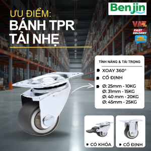 BÁNH XE ĐẨY TPR TẢI NHẸ 25KG - MÀU XÁM